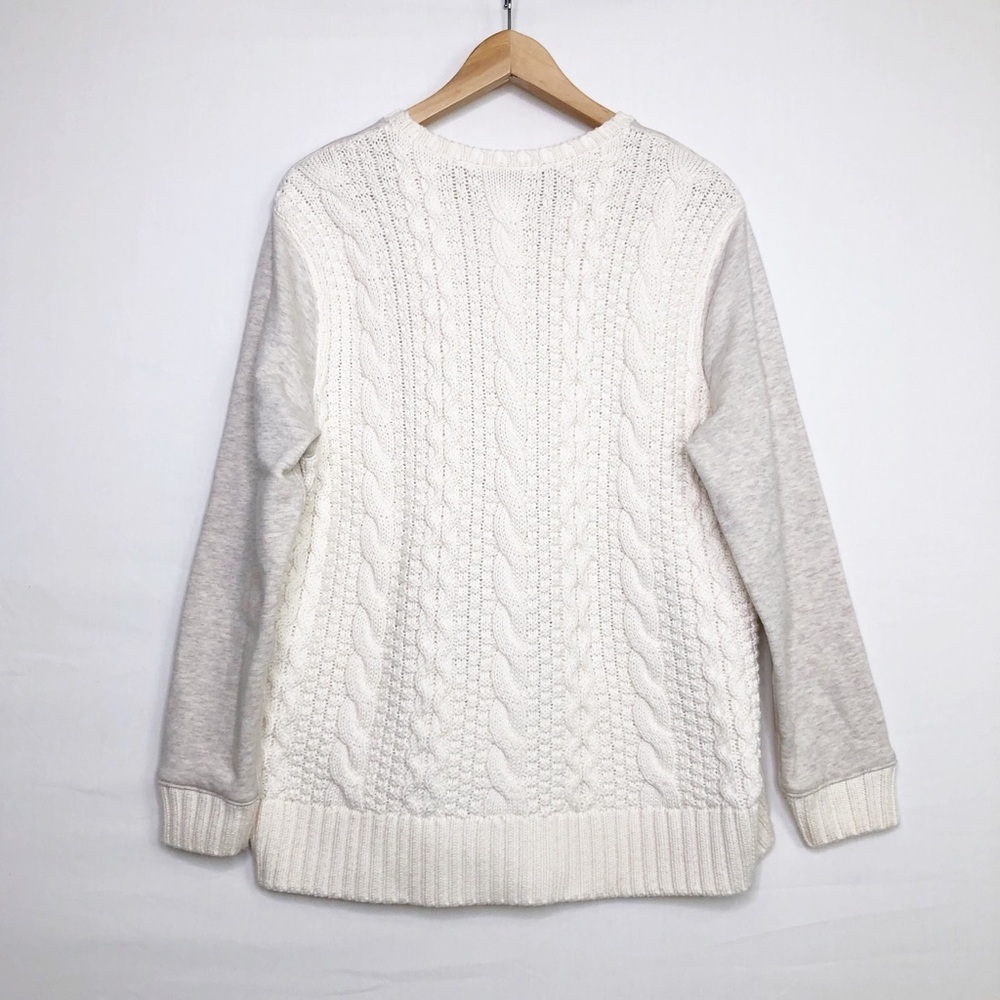 Athleta cream, mixed media cableknit, sweater sweatshirt￼ - Picture 2 of 12
